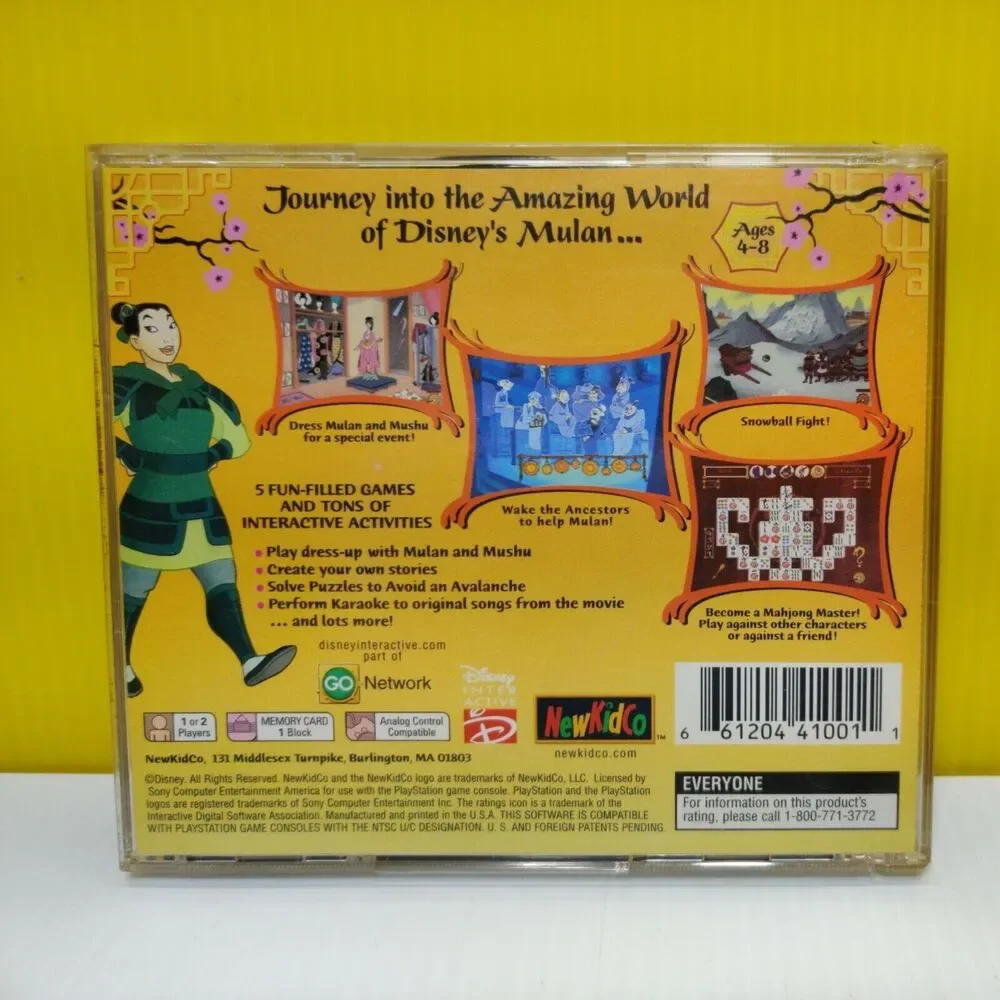 Disney's Story Studio Mulan Sony PlayStation 1 PS1 Complete Case Manual Game